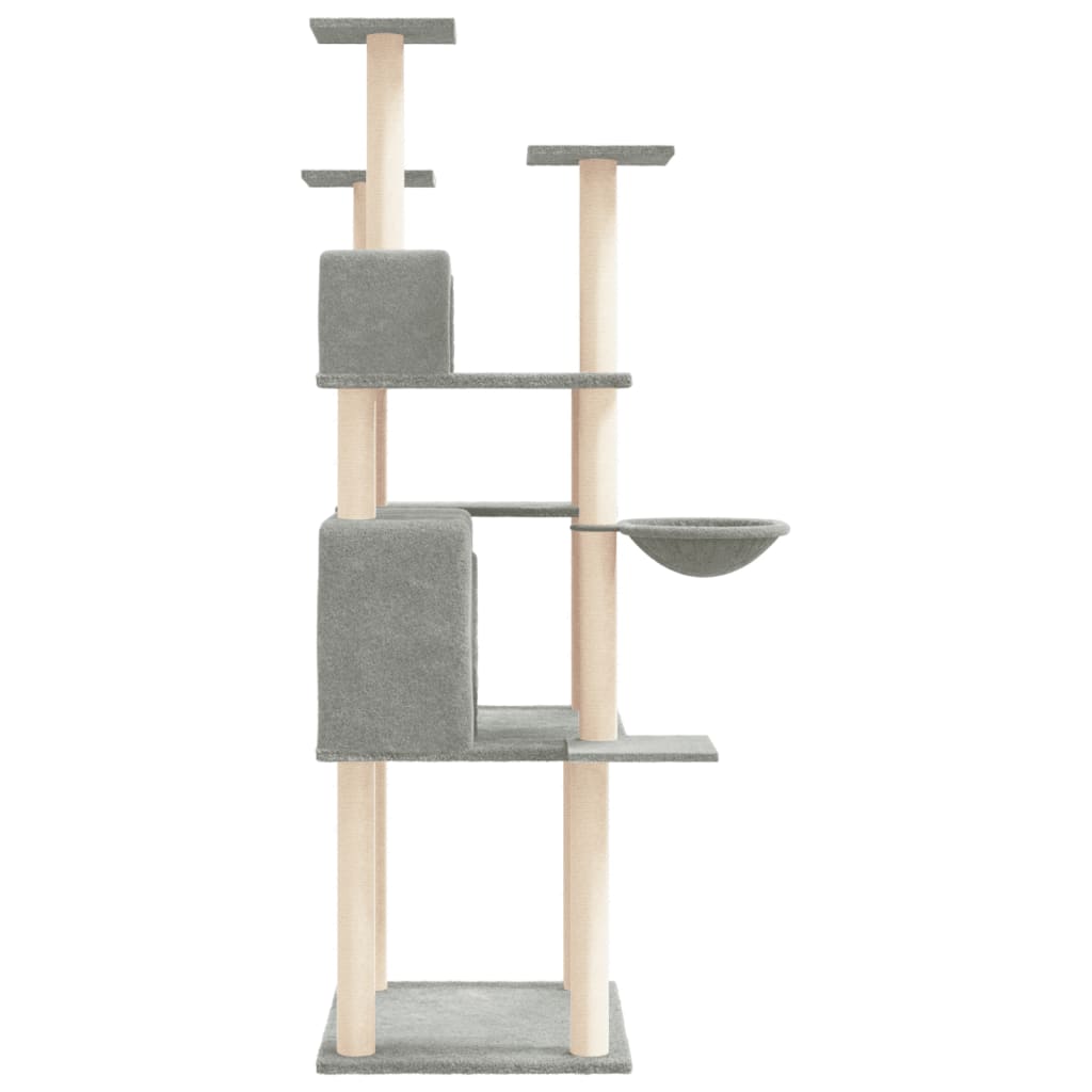 Albero Per Gatti Con Tiragraffi In Sisal Grigio Chiaro 166 cm