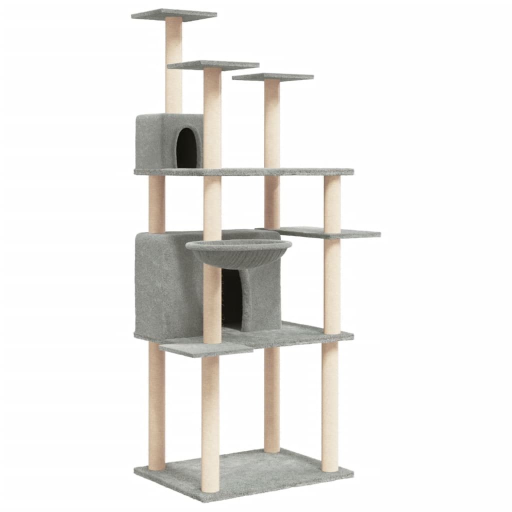 Albero Per Gatti Con Tiragraffi In Sisal Grigio Chiaro 166 cm - Image 6