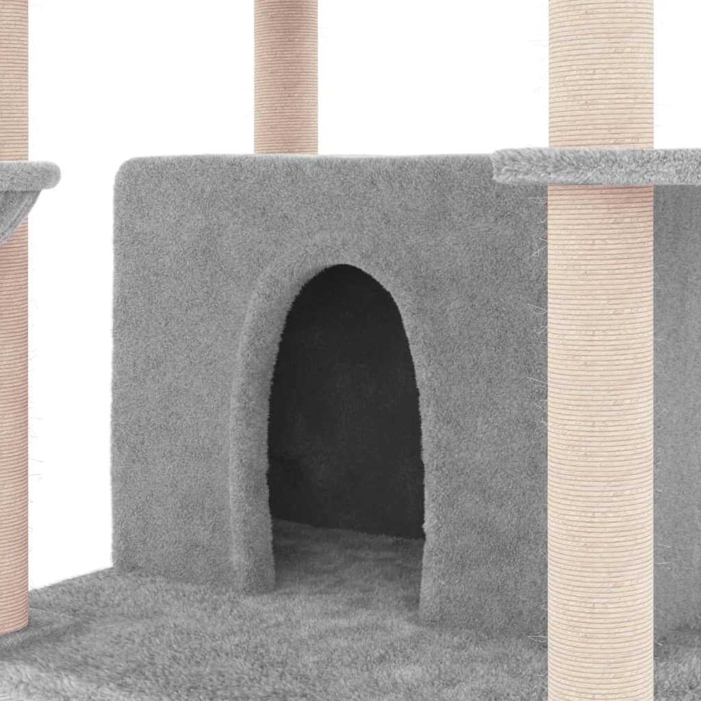 Albero Per Gatti Con Tiragraffi In Sisal Grigio Chiaro 166 cm - Image 5
