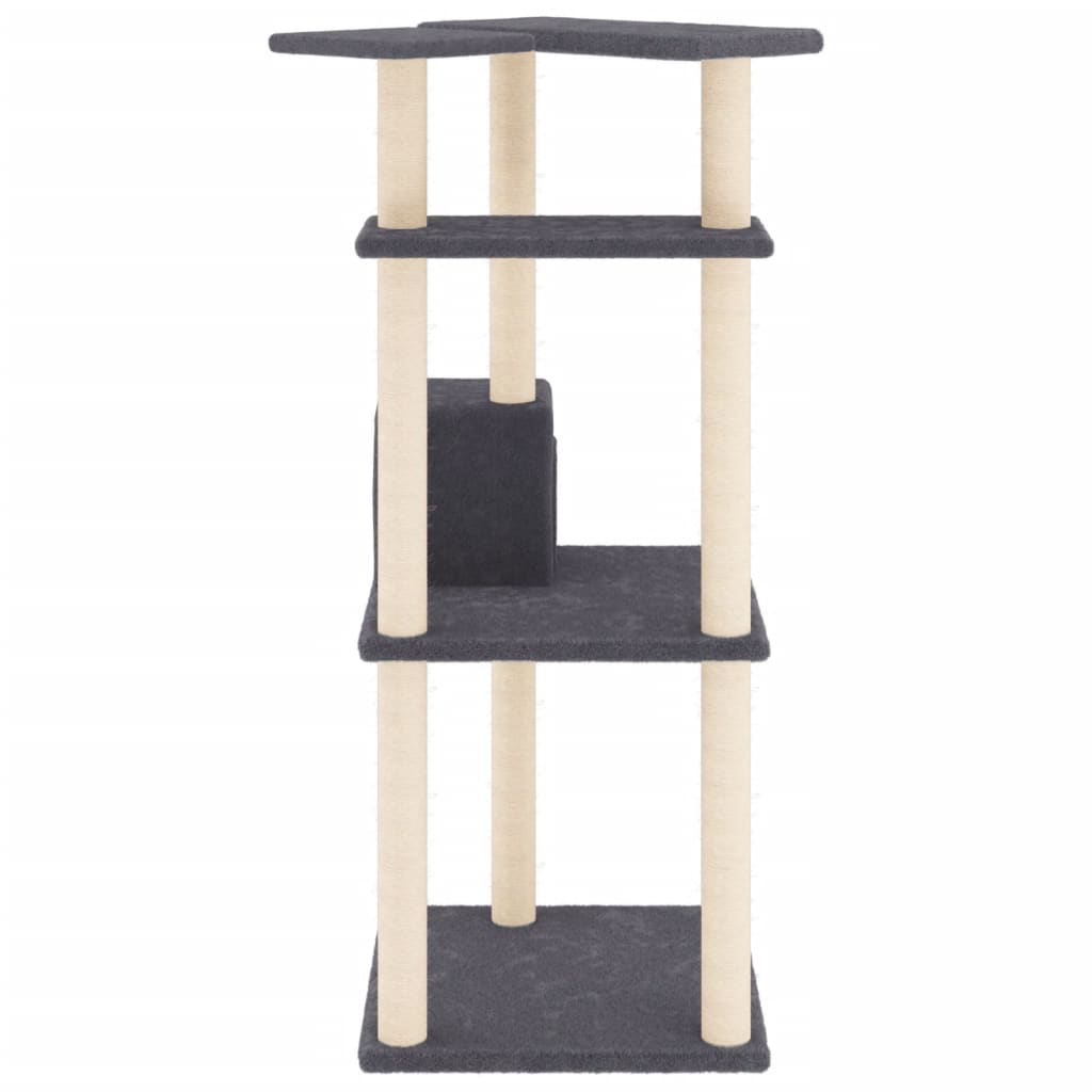 Albero Per Gatti Con Tiragraffi In Sisal Grigio Scuro 123 cm - Image 2