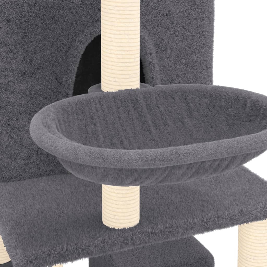 Albero Per Gatti Con Tiragraffi In Sisal Grigio Scuro 180 cm - Image 4
