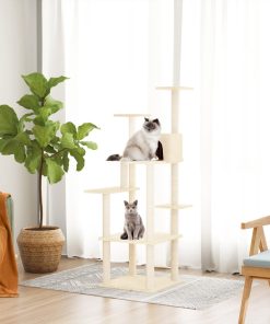 Albero Per Gatti Con Tiragraffi In Sisal Crema 153 cm