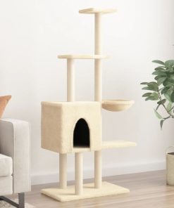 Albero Per Gatti Con Tiragraffi In Sisal Crema 145 cm