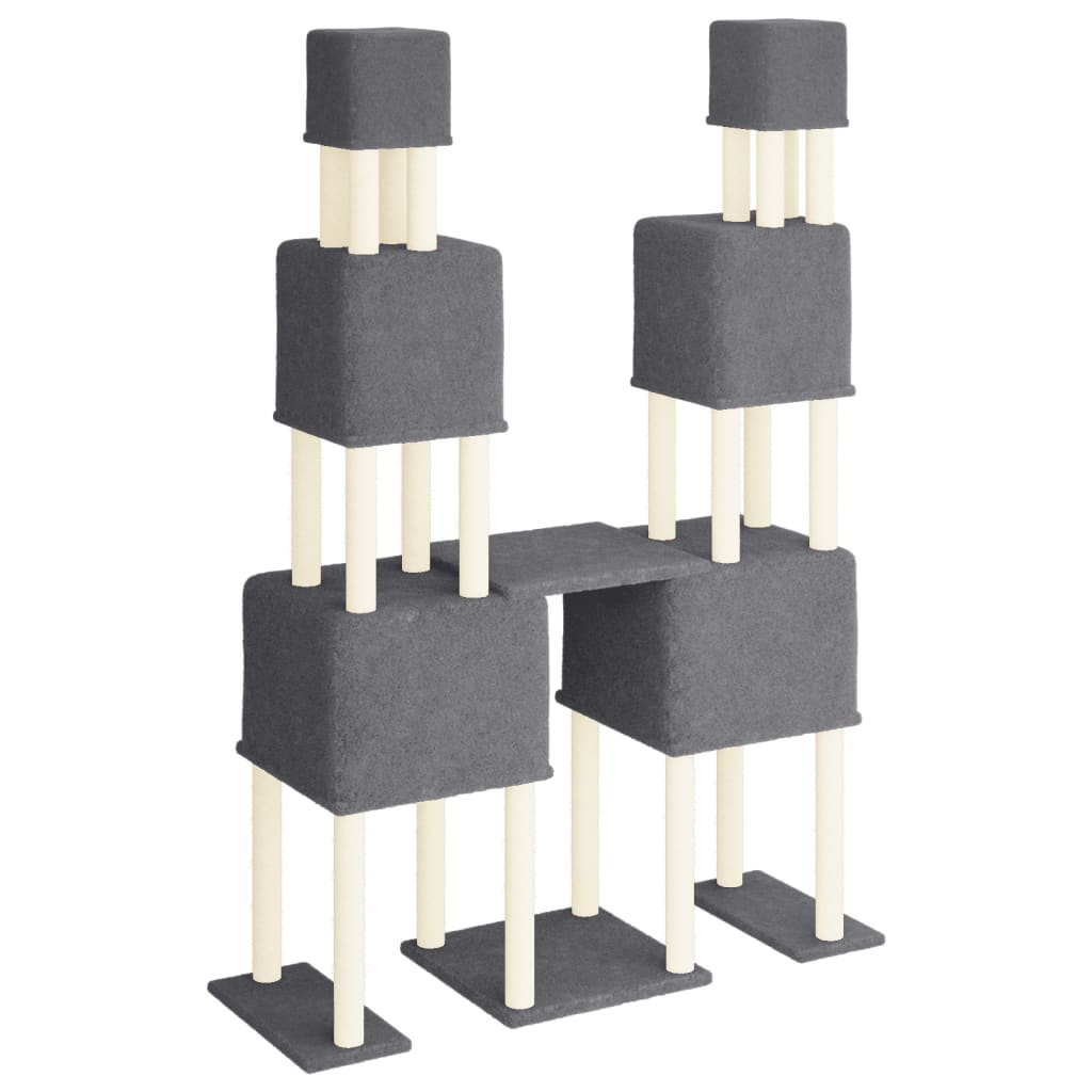 Albero Per Gatti Con Tiragraffi In Sisal Grigio Scuro 199 cm - Image 5
