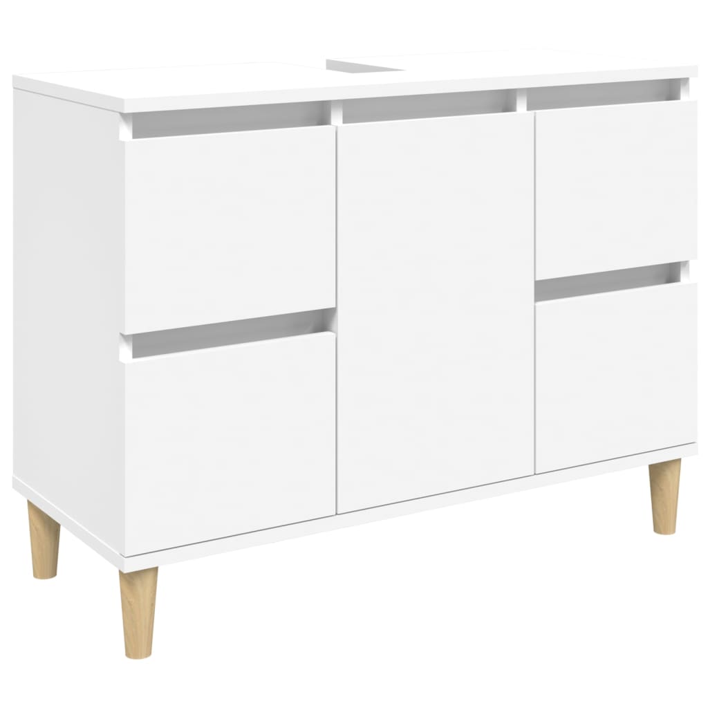 Set Mobili Da Bagno 3 Pz Bianco In Legno Multistrato