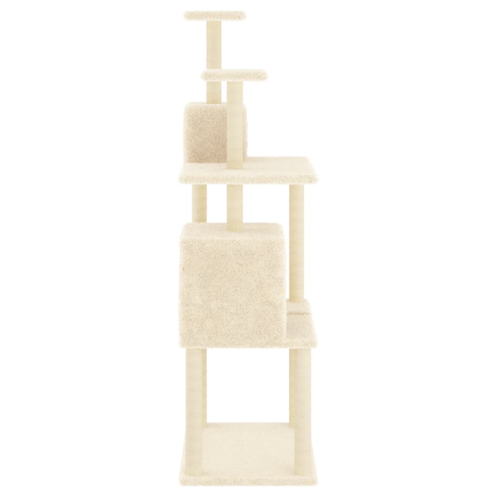 Albero Per Gatti Con Tiragraffi In Sisal Crema 167 cm