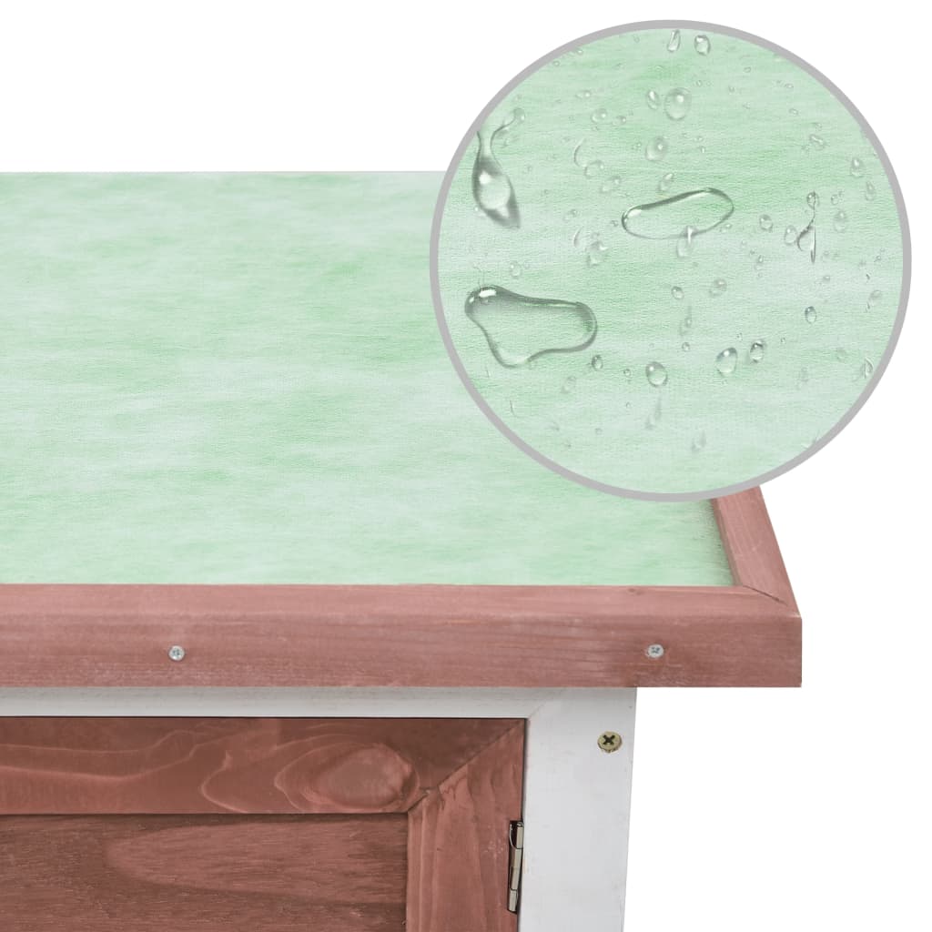 Conigliera Per Esterni Con Piano Singolo Marrone In Legno