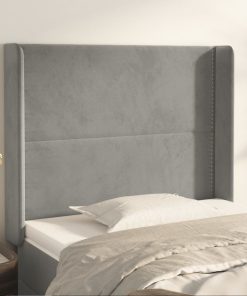 Testiera Ad Orecchio Grigio Chiaro 93x16x118/128 Cm In Velluto