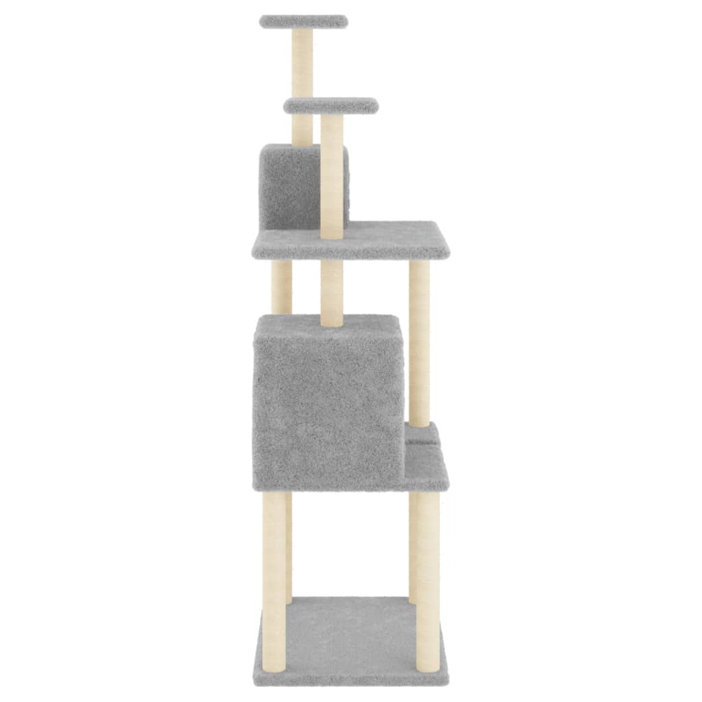 Albero Per Gatti Con Tiragraffi In Sisal Grigio Chiaro 167 cm - Image 3