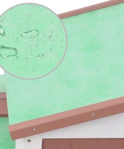 Conigliera Per Esterni Grande Marrone Bianca 145x45x84 Cm Legno