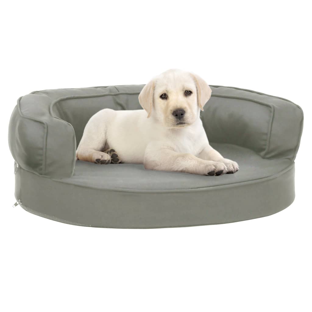 Materasso Ergonomico Per Cani 60x42 Cm Effetto Lino Grigio