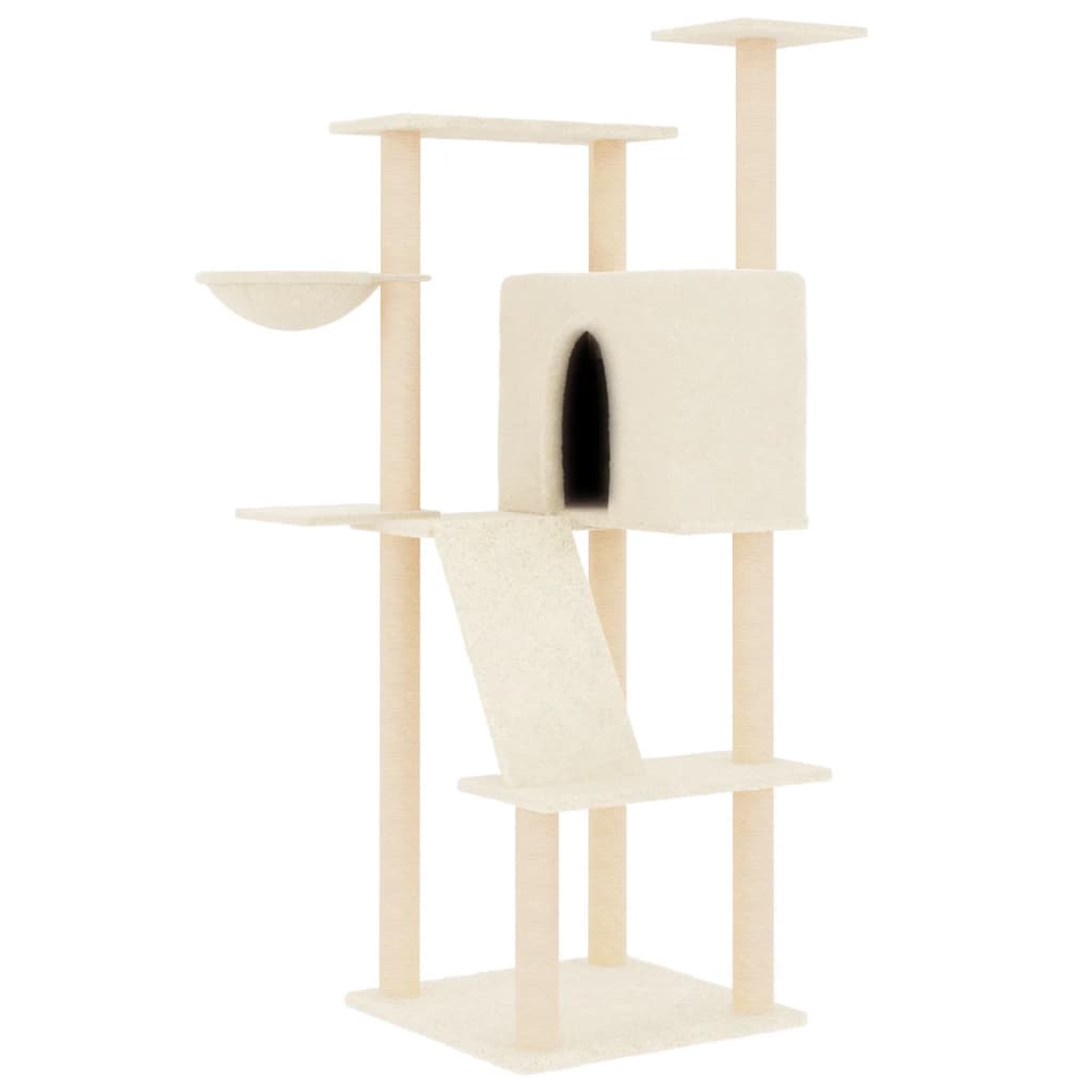 Albero Per Gatti Con Tiragraffi In Sisal Crema 143 cm