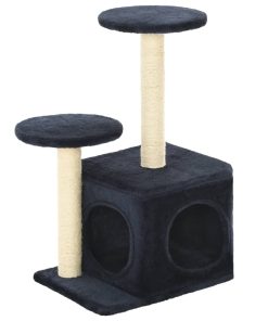 Albero Per Gatti Con Pali Tiragraffi In Sisal 60 Cm Blu Scuro