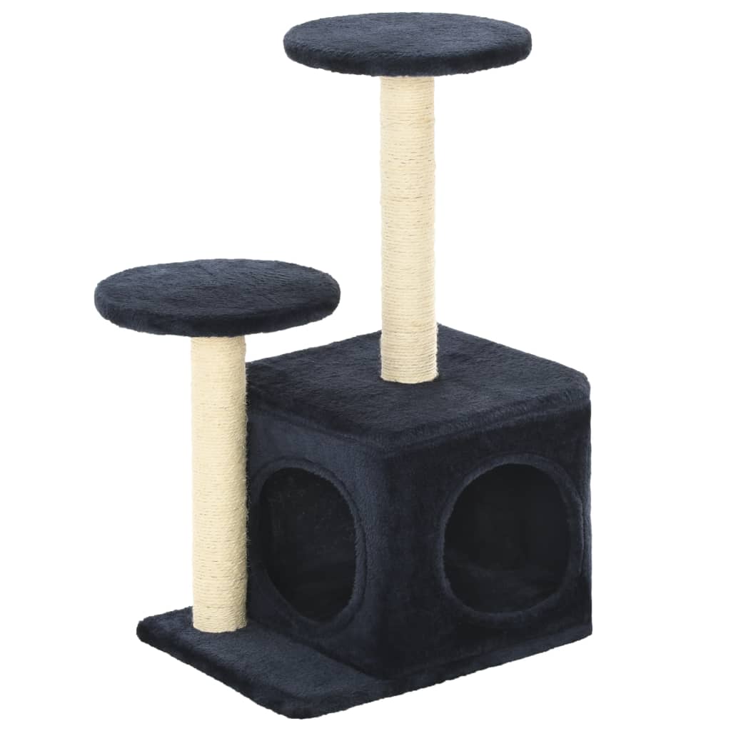Albero Per Gatti Con Pali Tiragraffi In Sisal 60 Cm Blu Scuro