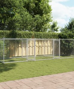 Gabbia Per Cani Con Porte Grigia 6x2x1,5 M In Acciaio Zincato