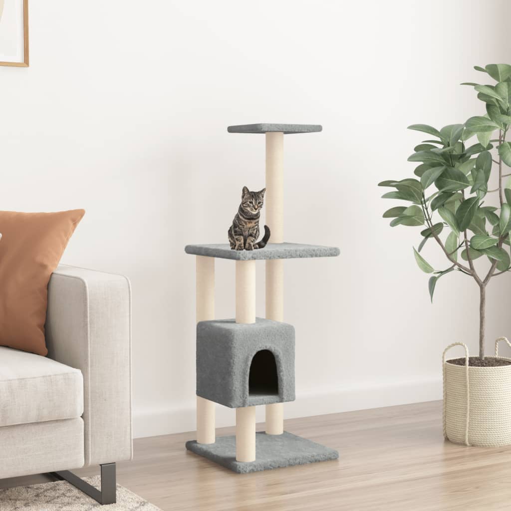 Albero Per Gatti Con Tiragraffi In Sisal Grigio Chiaro 104 cm