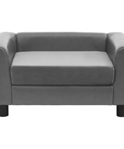 Divano Per Cani Grigio 60x43x30 Cm In Peluche E Similpelle