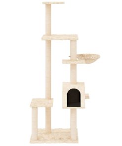 Albero Per Gatti Con Tiragraffi In Sisal Crema 142 cm