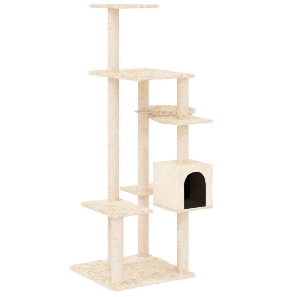 Albero Per Gatti Con Tiragraffi In Sisal Crema 142 cm - Image 6