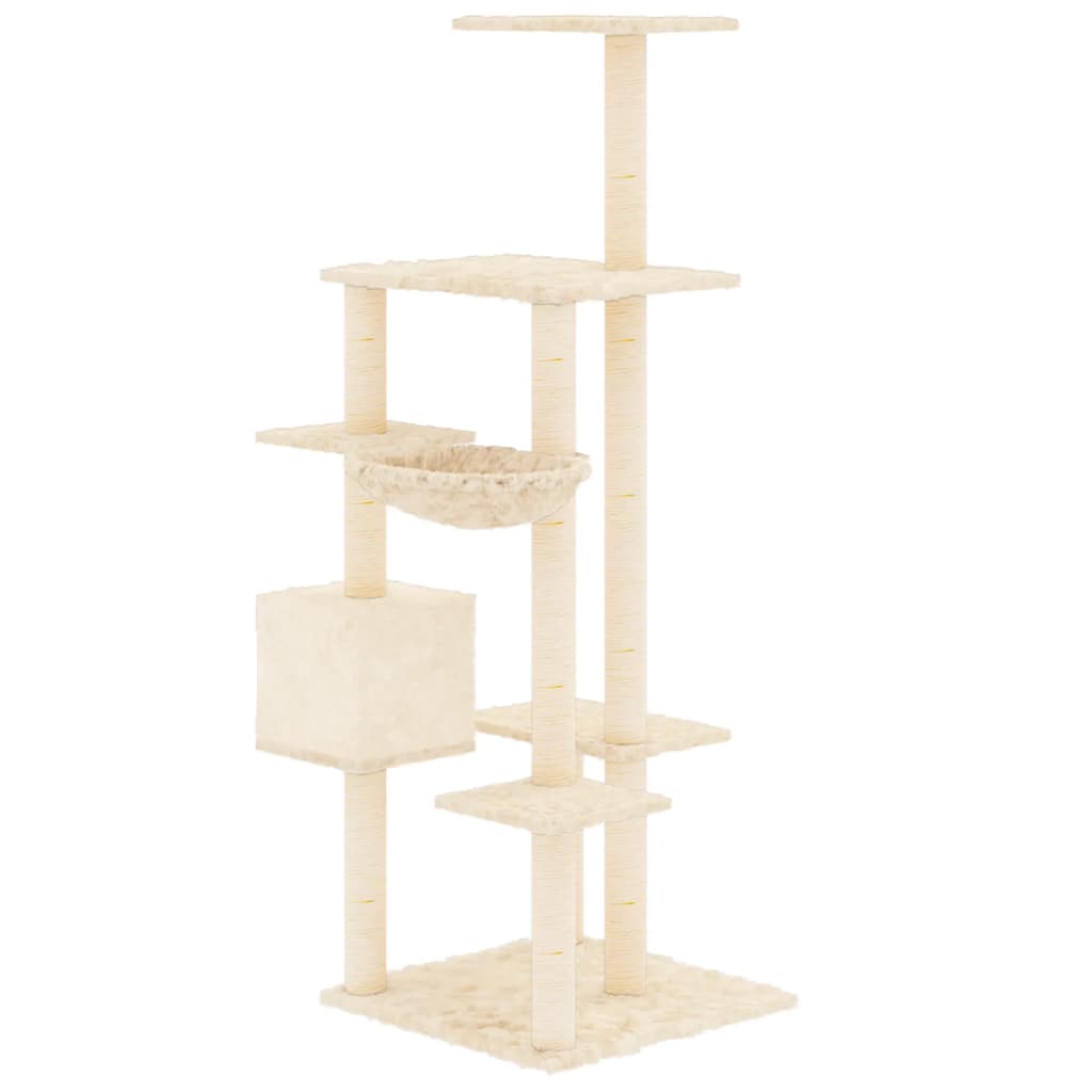 Albero Per Gatti Con Tiragraffi In Sisal Crema 142 cm - Image 3