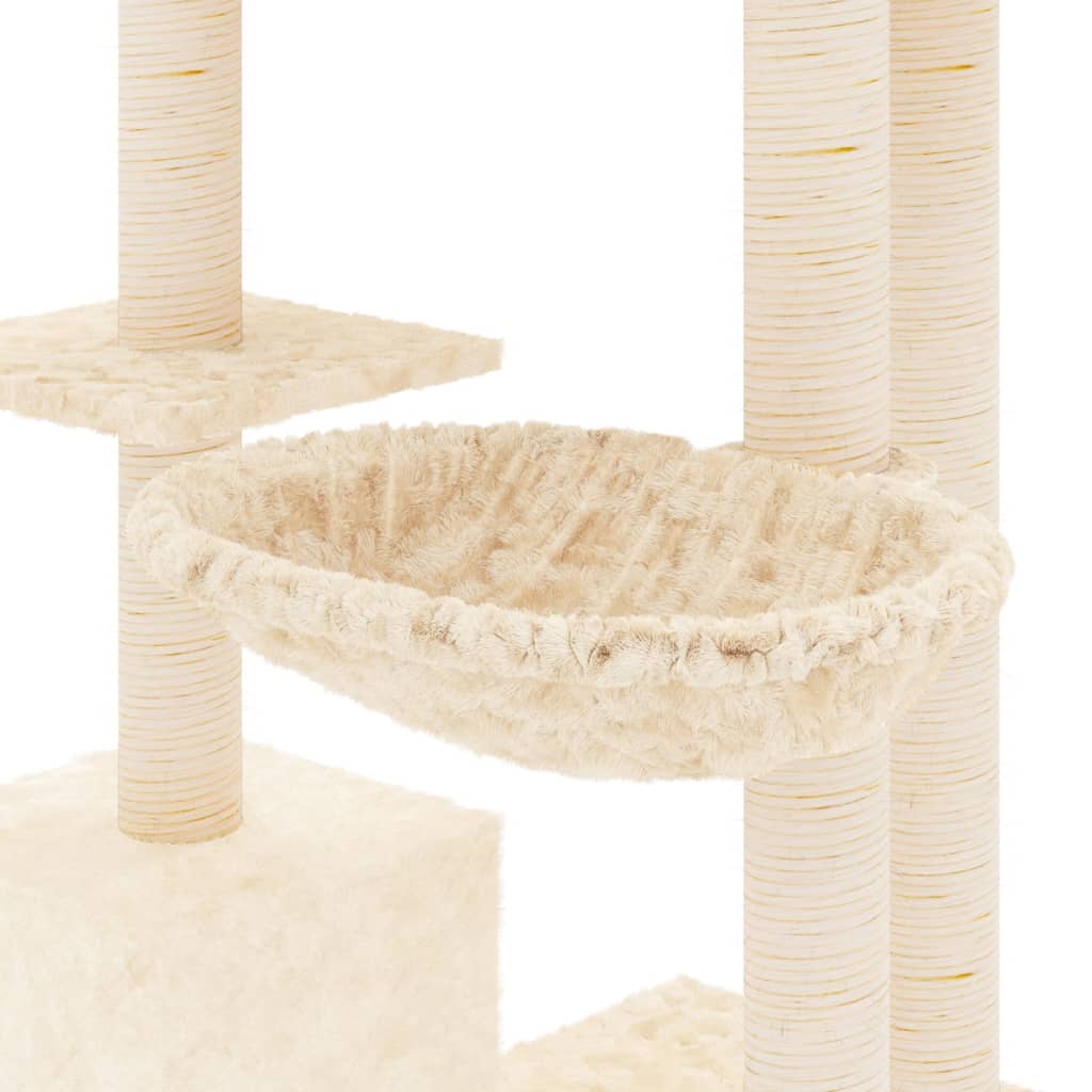 Albero Per Gatti Con Tiragraffi In Sisal Crema 142 cm - Image 4
