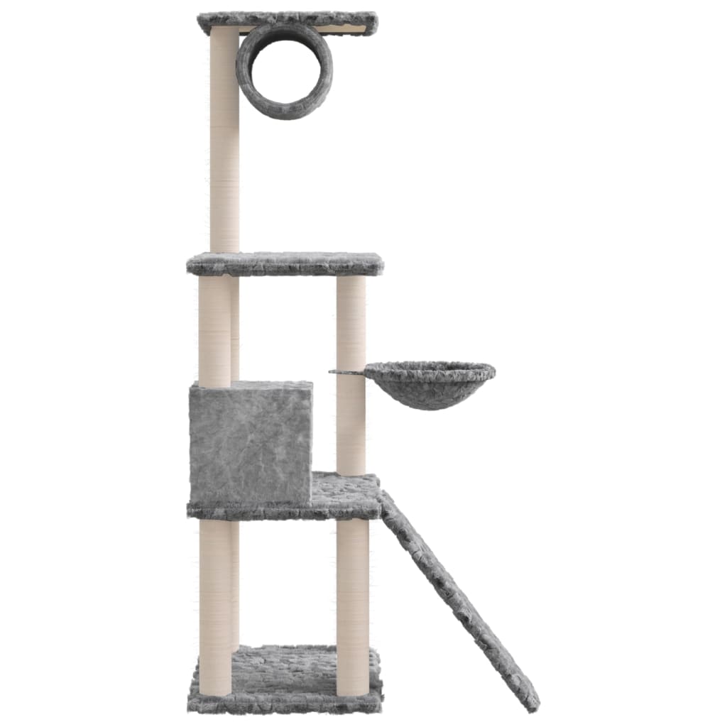 Albero Per Gatti Con Tiragraffi In Sisal Grigio Chiaro 131 cm