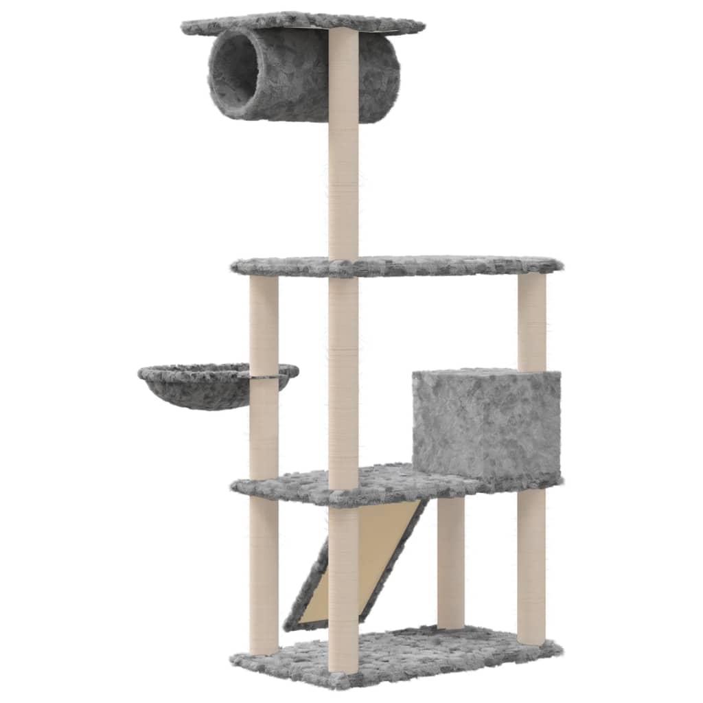 Albero Per Gatti Con Tiragraffi In Sisal Grigio Chiaro 131 cm - Image 6