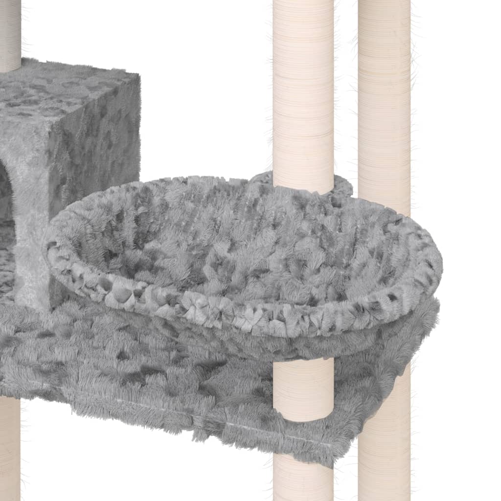 Albero Per Gatti Con Tiragraffi In Sisal Grigio Chiaro 131 cm - Image 4