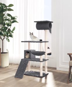 Albero Per Gatti Con Tiragraffi In Sisal Grigio Scuro 131 cm