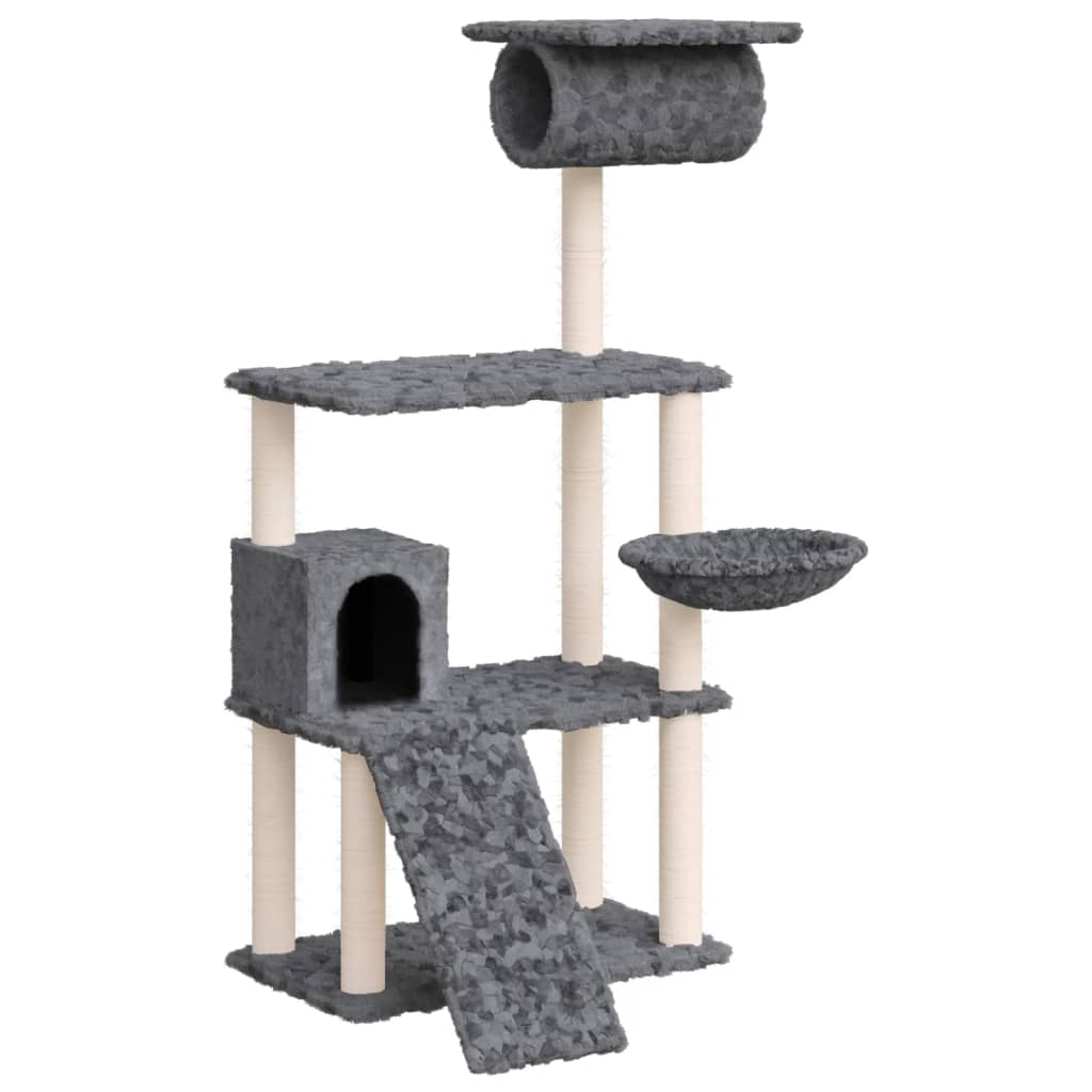 Albero Per Gatti Con Tiragraffi In Sisal Grigio Scuro 131 cm - Image 6