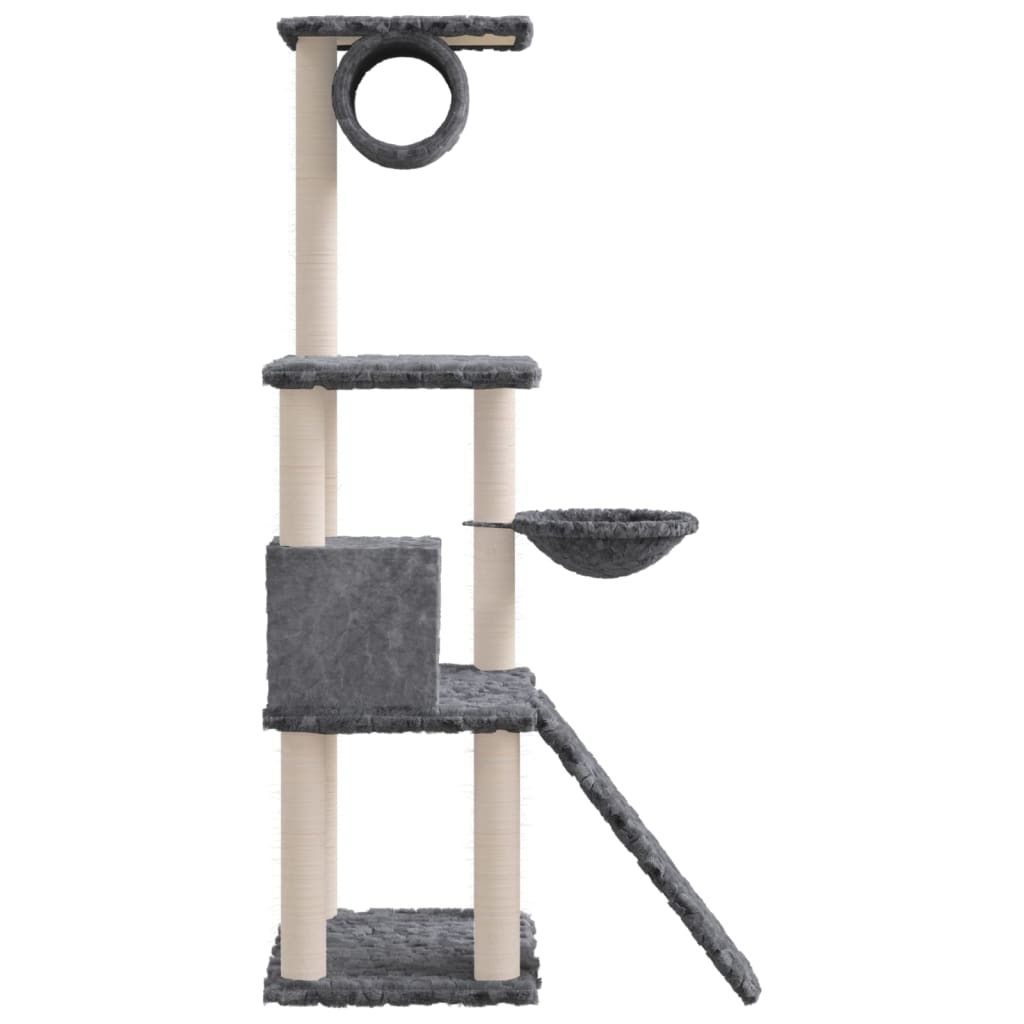 Albero Per Gatti Con Tiragraffi In Sisal Grigio Scuro 131 cm - Image 4