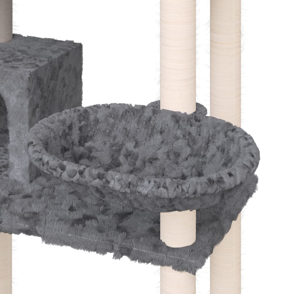 Albero Per Gatti Con Tiragraffi In Sisal Grigio Scuro 131 cm - Image 2