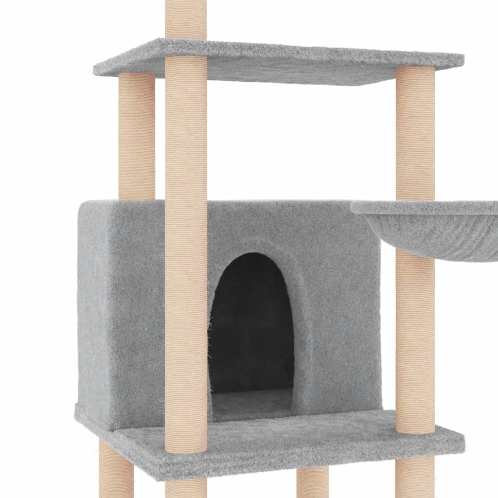 Albero Per Gatti Con Tiragraffi In Sisal Grigio Chiaro 132 cm - Image 4