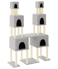 Albero Per Gatti Con Tiragraffi In Sisal Grigio Chiaro 199 cm