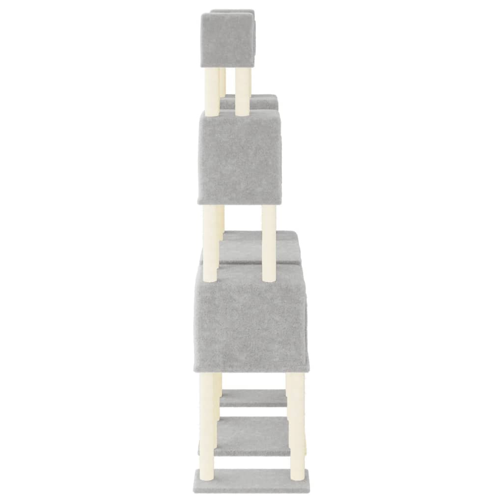 Albero Per Gatti Con Tiragraffi In Sisal Grigio Chiaro 199 cm - Image 6