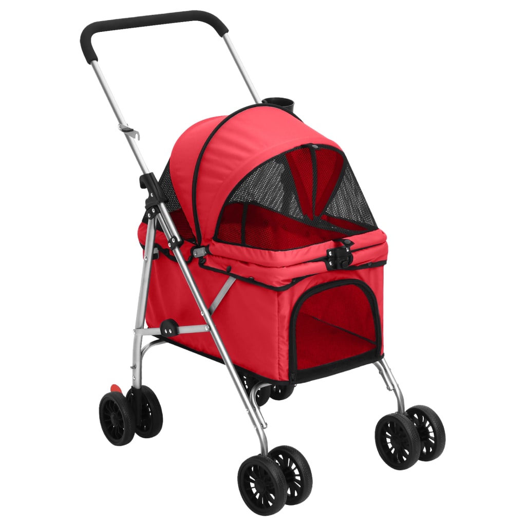 Passeggino Per Cani Pieghevole Rosso 76x50x100cm Tessuto Oxford