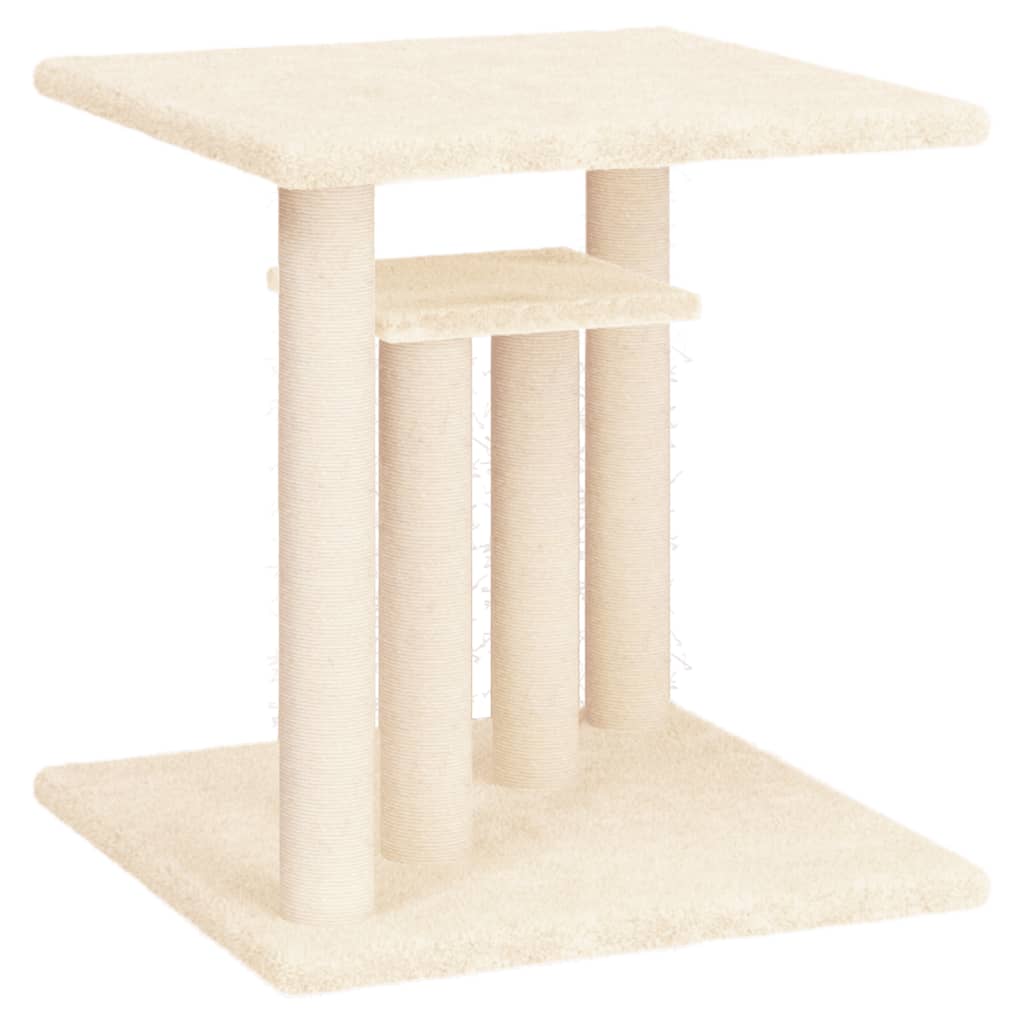 Pali Tiragraffi Per Gatti Con Piattaforme Crema 50 cm