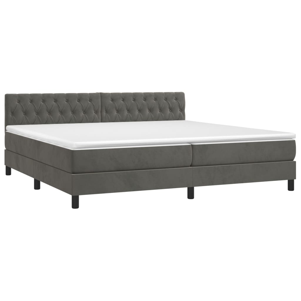 Letto A Molle Con Materasso E Led Grigio Scuro 200x200 cm - Image 2