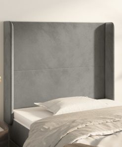 Testiera Ad Orecchio Grigio Chiaro 93x16x118/128 Cm In Velluto
