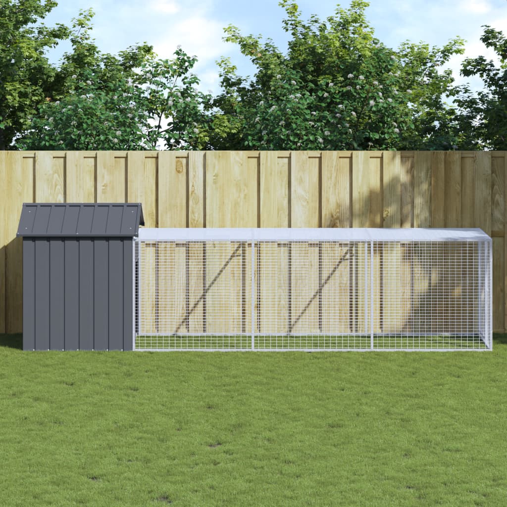 Pollaio Con Area Corsa Antracite 117x405x123 Cm Acciaio Zincato