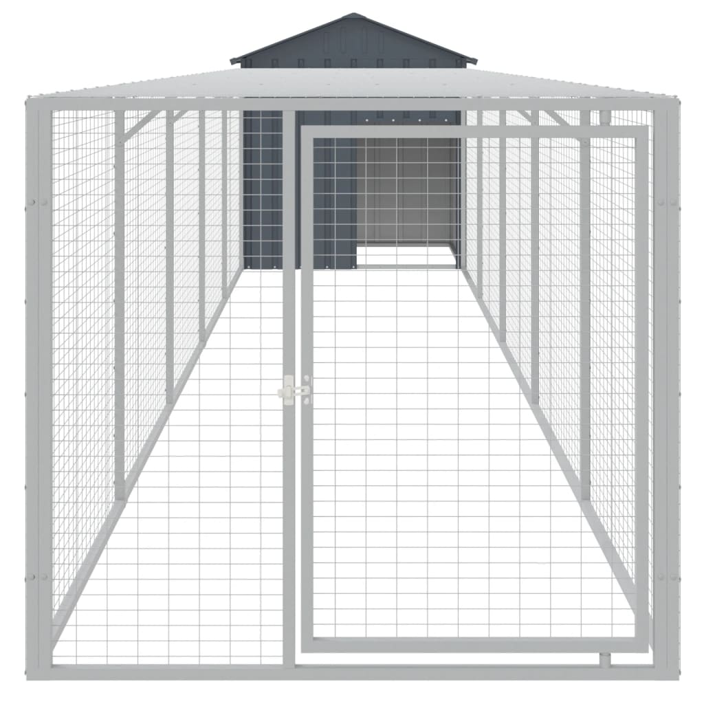 Pollaio Con Area Corsa Antracite 117x609x123 Cm Acciaio Zincato