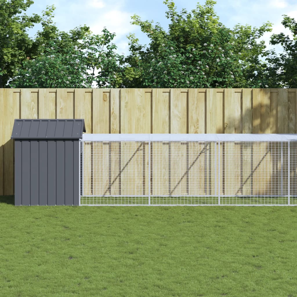 Pollaio Con Area Corsa Antracite 117x813x123 Cm Acciaio Zincato
