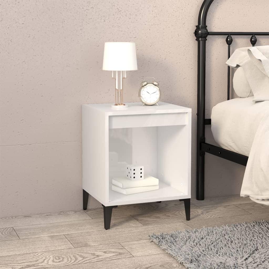 Comodini 2 Pz In Bianco Lucido 40x35x50 cm