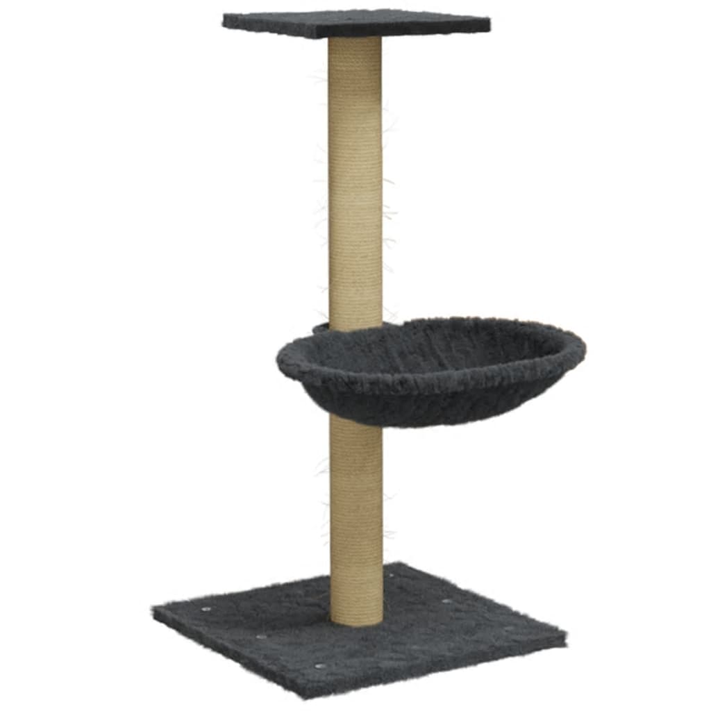 Albero Per Gatti Con Palo Tiragraffi Sisal Grigio Scuro 74 cm - Image 6