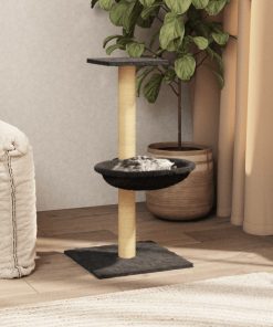 Albero Per Gatti Con Palo Tiragraffi Sisal Grigio Scuro 74 cm