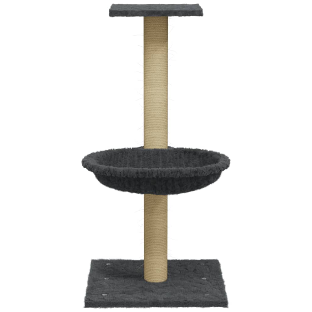 Albero Per Gatti Con Palo Tiragraffi Sisal Grigio Scuro 74 cm - Image 4