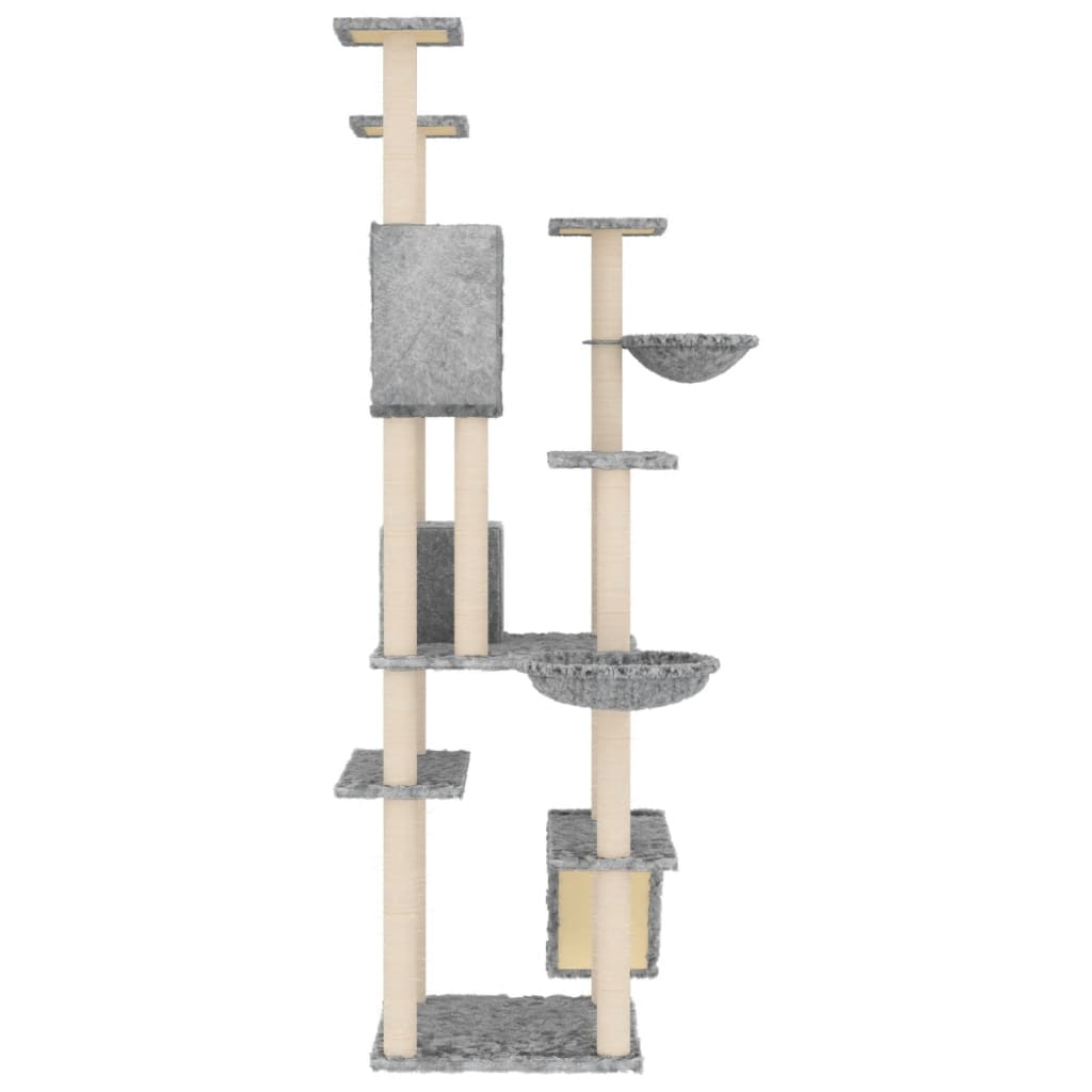 Albero Per Gatti Con Tiragraffi In Sisal Grigio Chiaro 191 cm - Image 4