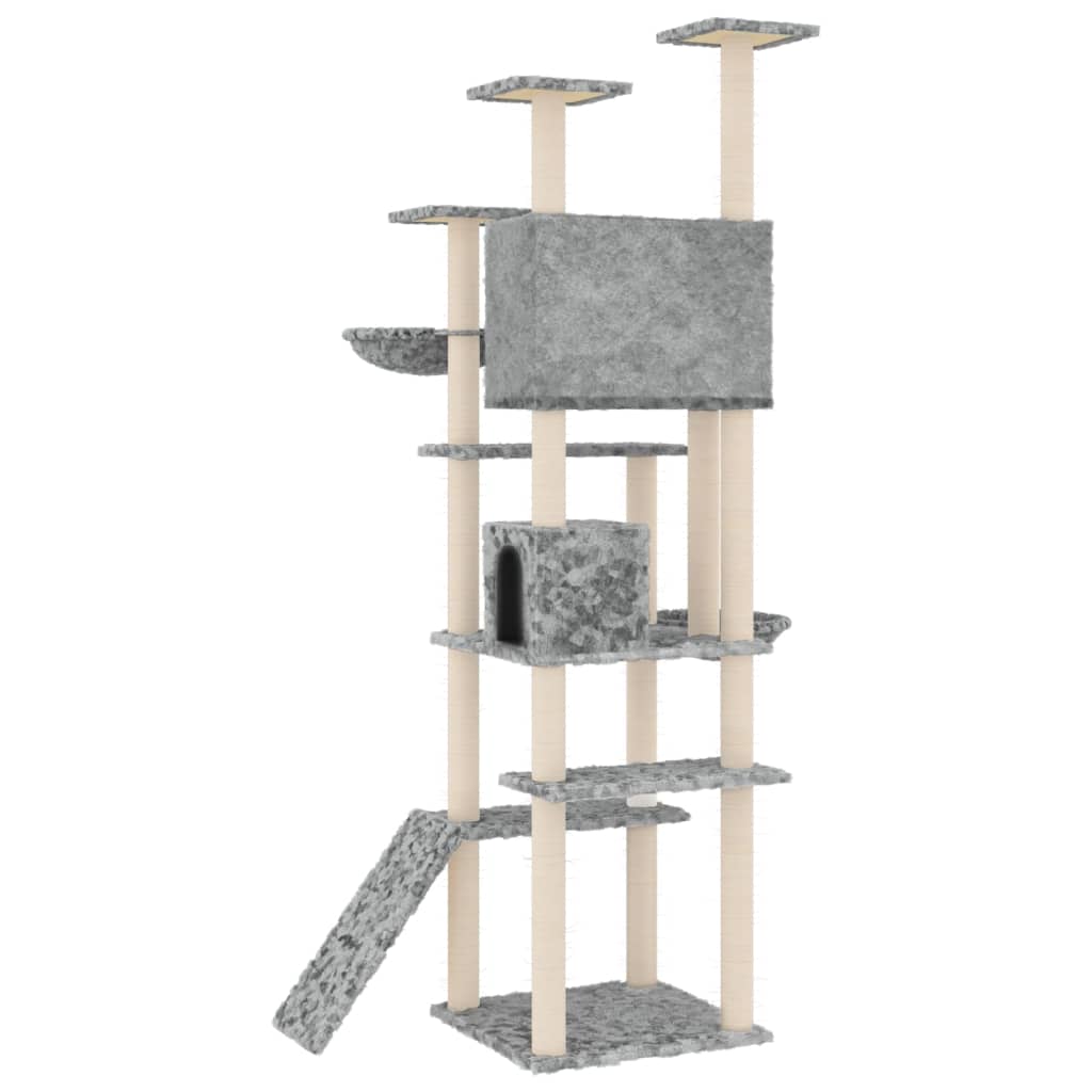 Albero Per Gatti Con Tiragraffi In Sisal Grigio Chiaro 191 cm - Image 3