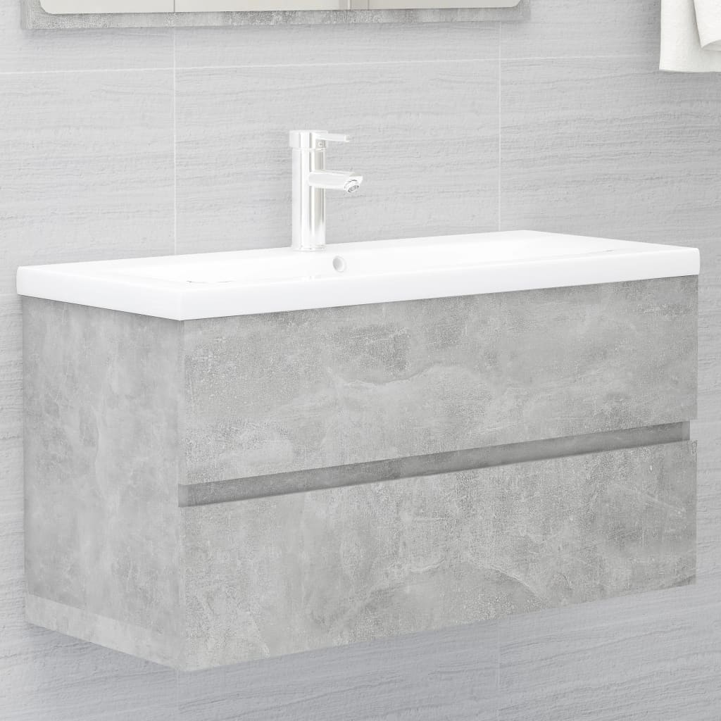 Mobile Lavabo Grigio Cemento 90x38,5x45 Cm In Legno Multistrato - Image 5