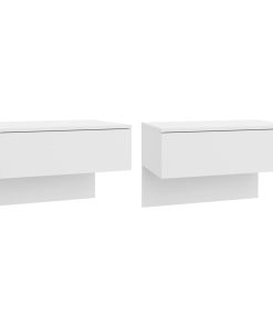 Comodini A Muro 2 Pz Bianco Lucido
